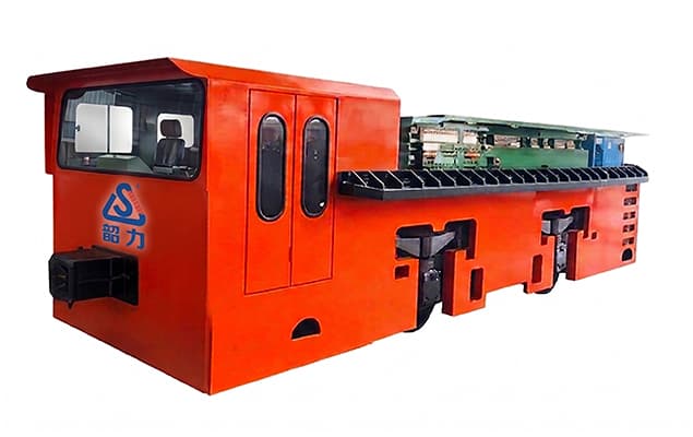 ShaoLi battery mining locomotive product example used to illustrate the battery and charger interface