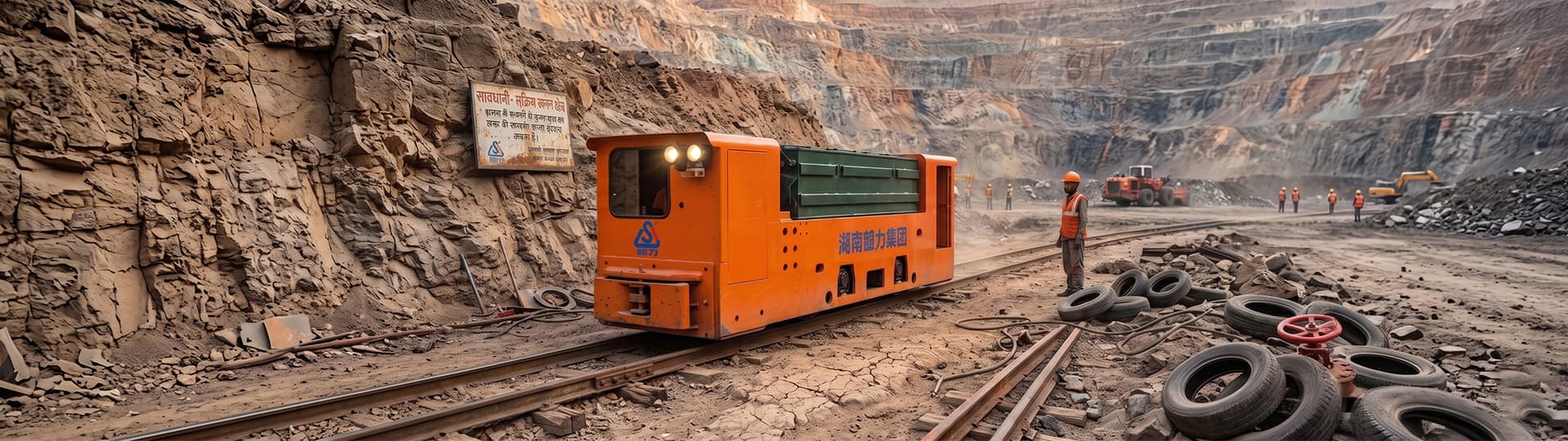 ShaoLi-Bergbaulokomotive, die auf einem Tagebauprojekt betrieben wird